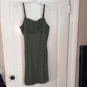 Y2K Women’s Baby Doll Dress Green XL Stretch Lace Empire Cottage Fairy Resort